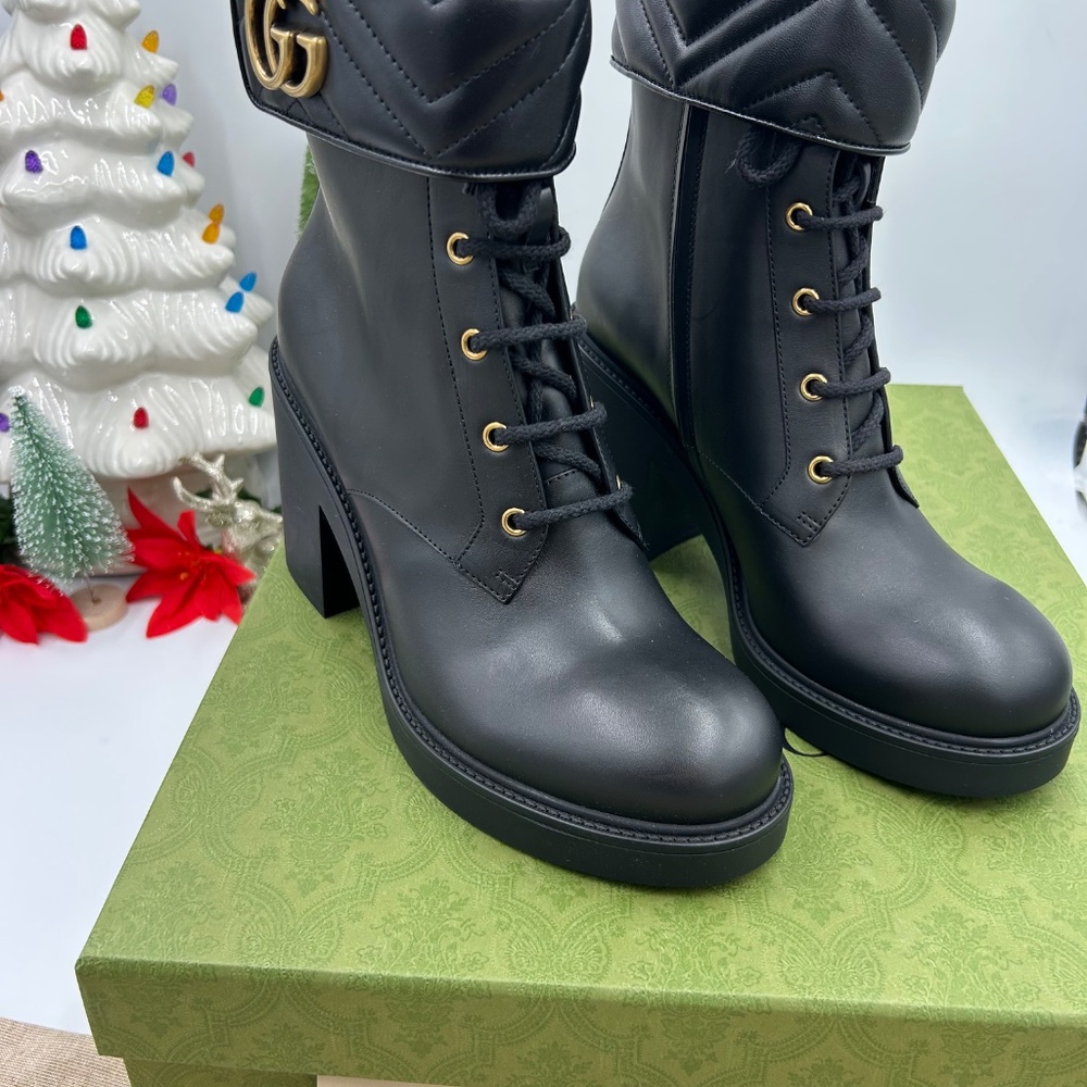 ************Gucci women’s GG Marmontblock heel boots size 41 /10 US - Picture 3 of 9